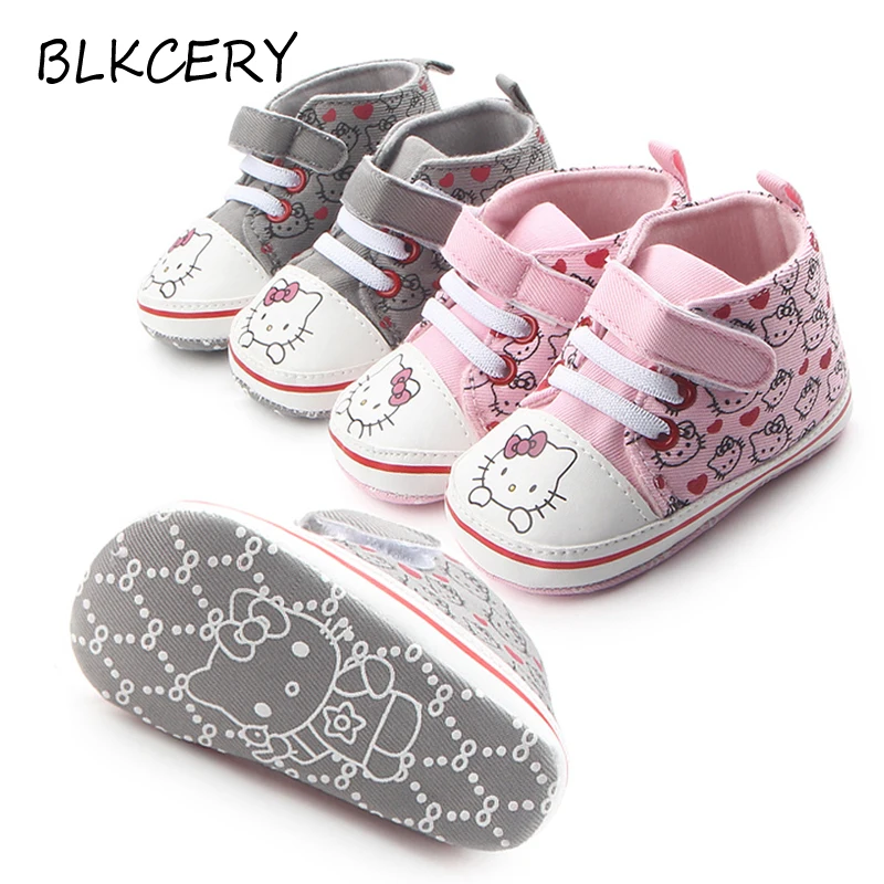 Baby Boots for Girls Pink Hello Kitty Princess Shoes Newborn Soft Soled Infant Booties Toddler Brand Buty New Born Fashion Gifts