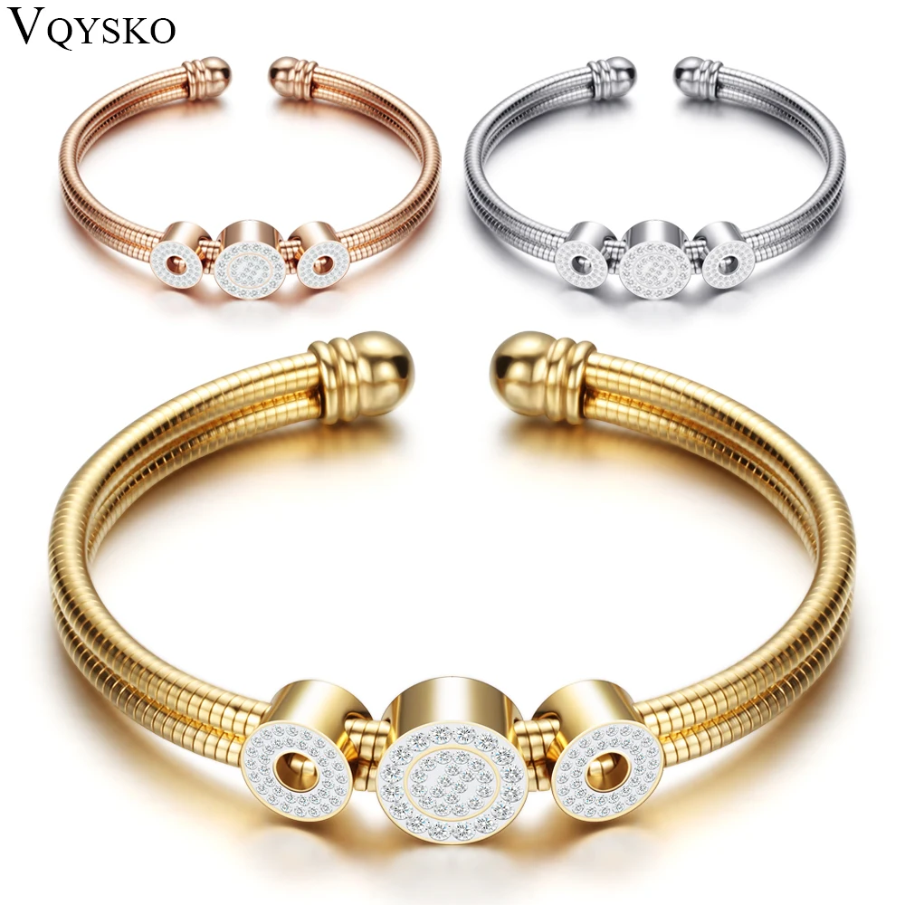 Adjustable Open Stainless Steel Bracelet Bangles 3 Color Cuff Bracelet For Women Jewelry Gift For women