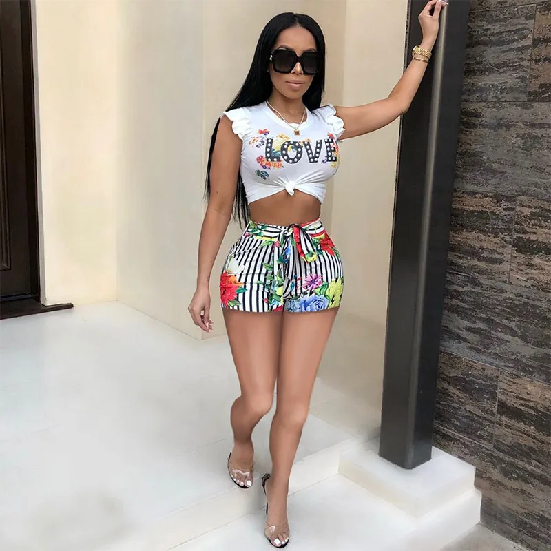LOVE letter print women sets 2019 summer fashion stripe playsuits rompers and short crop top two piece suits macacao feminina LOVE letter print women sets 2019 summer fashion stripe playsuits rompers and short crop top two piece suits macacao feminina