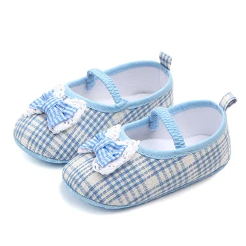 

Baby Girls Plaid Princess Shoes Butterfly-knot Shoes Soft Non-slip Toddler Bowknot Shoes First Walkers