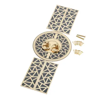 

DRELD 110mm Chinese Antique Brass Furniture Handle Copper Fittings Wardrobe Cupboard Door Round Pull Handle +Decorative Sheets