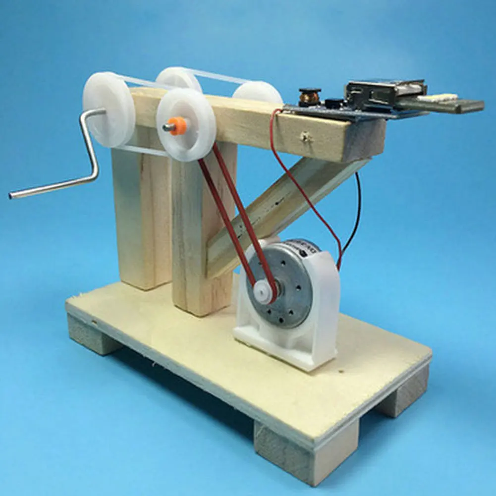 

Assemble Toys Science Educational Funny Students DIY Wood Hand Dynamo Kits Physical Experiment Handmade Model Generator Children