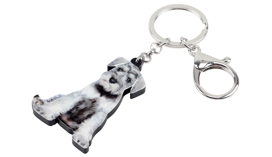 Bonsny акрил сладкий шнауцер собака брелок для ключей Кольцо Аниме животных Ювелирные изделия для женщин девочек дамы сумка автомобильный кошелек подвески оптом