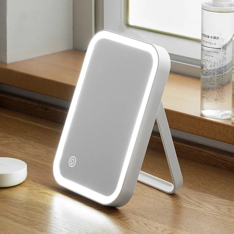 

LED light makeup mirror home desktop rechargeable vanity mirror desktop folding mirror with light wx11271135