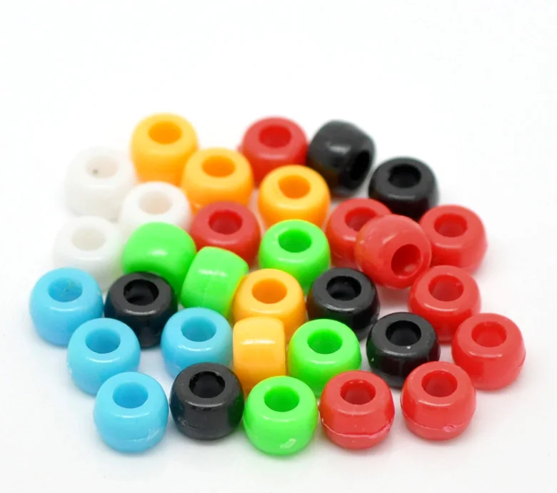 

DoreenBeads 600pcs/lot Plastic Pony Beads Barrel Mixed color Garment Beads for DIY Jewelry Making Accessories