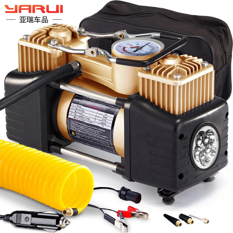 

12V Portable air pump double cylinder pointer with light for car tire