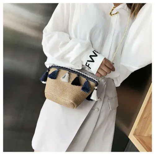 Bohemia Vacation Handbags Summer Grass Weave Tote Hot Lady Straw Beach Shoulder Bags Shopping Bag Lady Crossbody Mini Bag