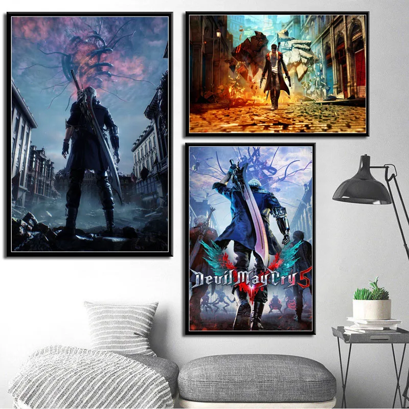 

P290 Devil May Cry 5 Nero Dante Hot Game Art Painting Silk Canvas Poster Wall Home Decor