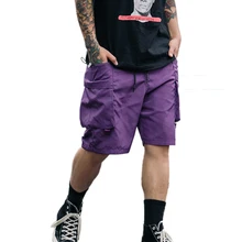 Summer Mens Shorts Kee Length Loose Casual Purple Hip Hop Pocket Shorts Men Streetwear Fashion Elastic Waist Shorts Men Clothing Summer Mens Shorts Kee Length Loose Casual Purple Hip Hop Pocket Shorts Men Streetwear Fashion Elastic Waist Shorts Men Clothing