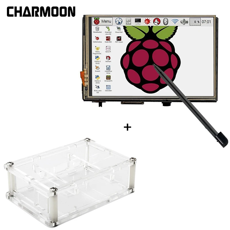 Новый 3,5 "Сенсорный экран ЖК-дисплей Дисплей монитор с прозрачный акриловый чехол стилус для Raspberry Pi 3 2 Модель B