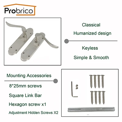 Probrico ручки для дверей, врезные рычаги, замок без ключа, цинковый сплав, внутренняя ручка для кухни, дверная фурнитура для Кабинета