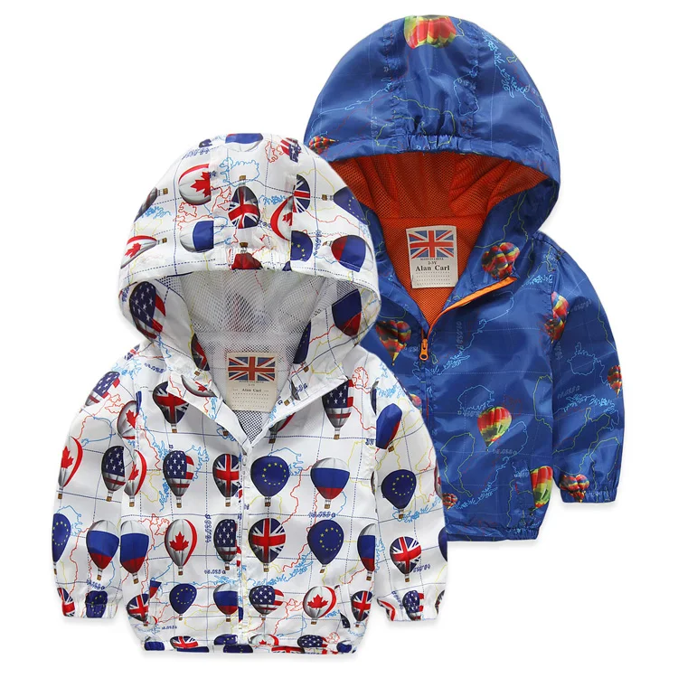 

2018 Fashion Children Jackets Hooded cartoon Printed Jacket For Boys 2-6 Years Kids Outerwear Coat Baby Boys Windbreaker Clothes