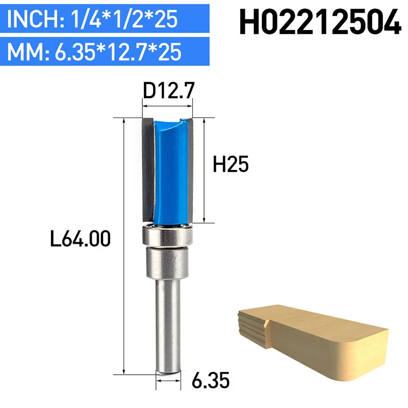 HUHAO 1 шт. 1/" хвостовик деревообрабатывающий фрезы заусенцы резец древесины Фрезерный резак ЧПУ Инструмент прямой обрезки с подшипником - Длина режущей кромки: H02212504