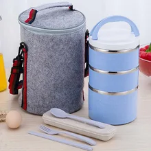 Герметичный Термоизолированный Ланч-бокс из нержавеющей стали для детей, школьный портативный контейнер для еды Bento с сумкой для посуды, набор ланчбоксов
