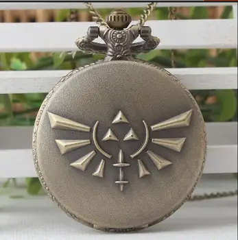 

Fashion Game Legend of Zelda Bronze Quartz Pocket Watch Analog Pendant Necklace For Men Womens Watches Chain steampunk Gift