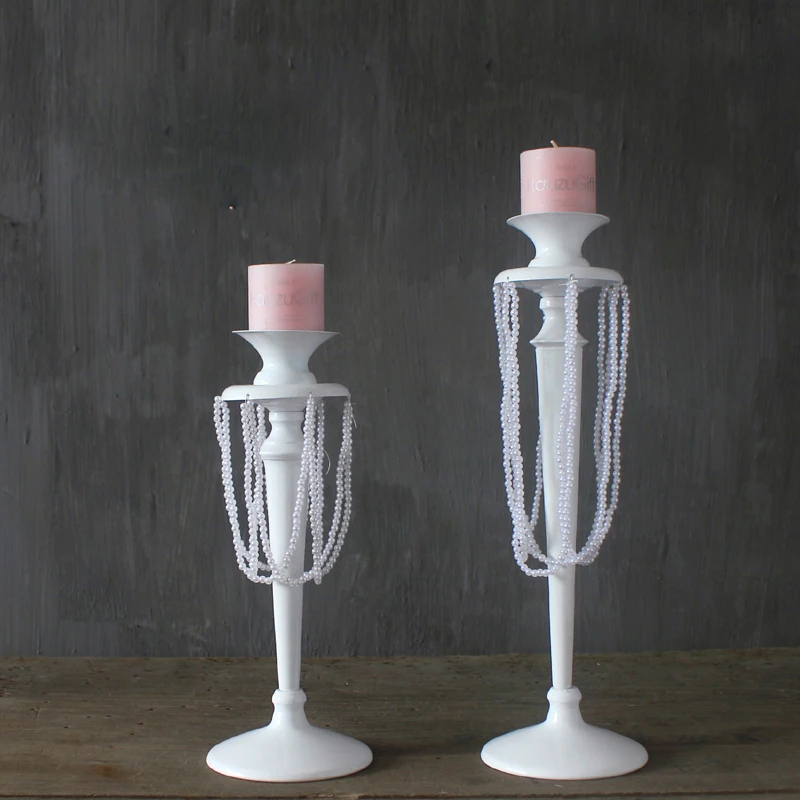 2PCS /Set European style pearl pendants Metal Candle Holders Suitable for living room decoration
