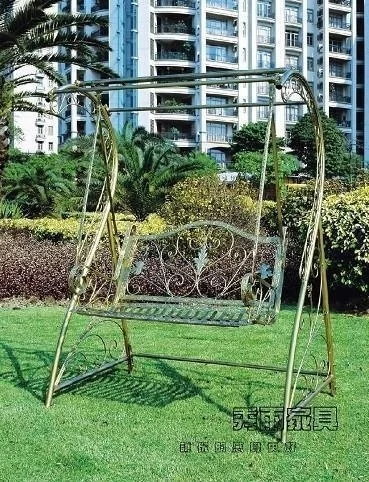Us 289 0 Double Swing Outdoor Hanging Chair Park Curved Frame Rattan Basket Chairs Wrought Iron Rocking Lifts In Hanging Baskets From Home Garden