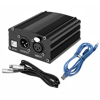 

Besegad 48V Phantom Power Supply with USB Cable 2m XLR Audio Cable for Condenser Microphone Music Recording Equipment Studio