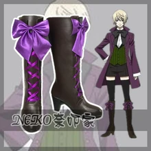 New Anime Black Butler II Kuroshitsuji Alois Trancy Cosplay Boots w/Bowknot Zipper Back Cosplay Shoes for Women/Men Size 35-41 цена New Anime Black Butler II Kuroshitsuji Alois Trancy Cosplay Boots w/Bowknot Zipper Back Cosplay Shoes for Women/Men Size 35-41 цены онлайн