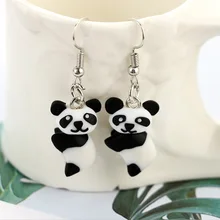Новые модные ювелирные изделия ручной работы из мягкой глины милые Мультяшные серьги в виде панды ручной работы из полимерной глины серьги в виде животных для женщин и детей