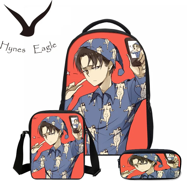 

Hynes Eagle Attack on Titan Printing Backpacks 3PCS/SET Combination BagsTeenager School Bookbag Cartoon Mochila Shoulder Bag