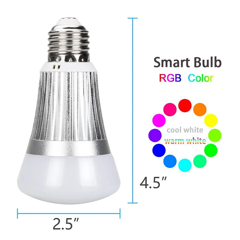 WiFi Smart LED Bombilla 7 W E27 RGBW Multicolor lámpara LED regulable Bombilla Compatible con Amazon Alexa, google asistente