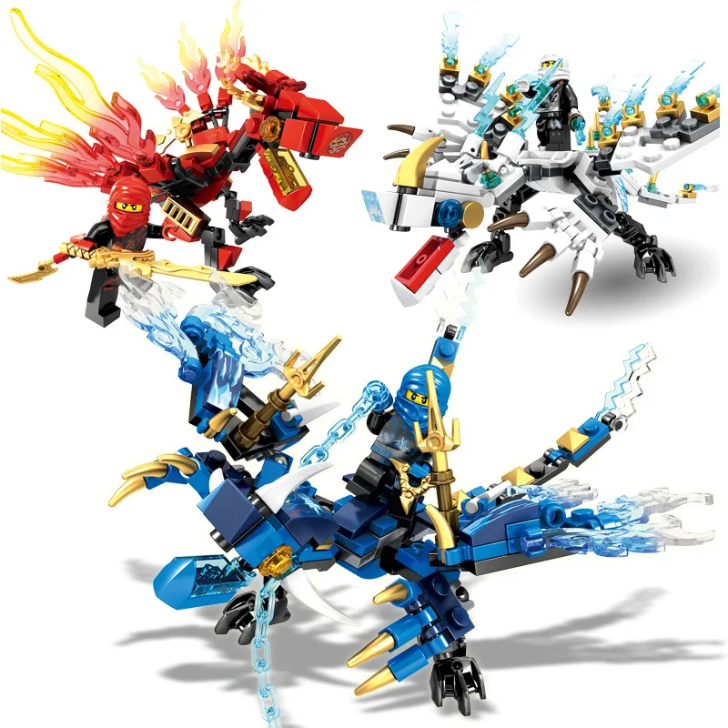 

4 Kinds of Logoed Dragons Phantom Ninja Man Compatible with Legoed Building Blocks Children DIY Educational Christmas Toys Gift