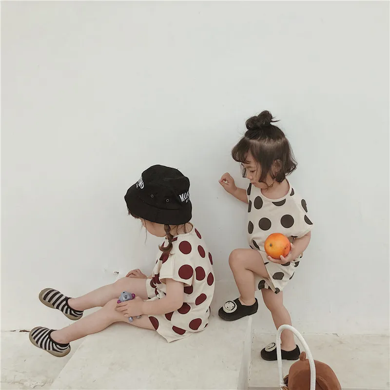 Roupas da Menina Camiseta + Calças Humor Urso Terno Verão Casual Nova Dot Algodão 2 Pçs Conjunto Bodysuit Crianças Bebê Meninas Roupas 15 casual nova dot algodão camiseta + calças