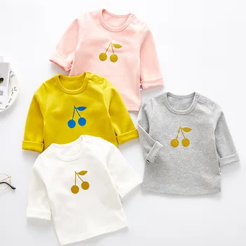 

Baby Girls T Shirts Brand Autumn Cute Cherry Print Cotton Long Sleeve Kids T Shirt Casual Tops Princess Children's Clothing