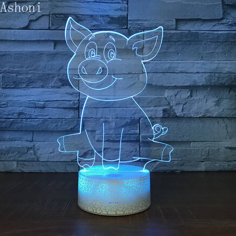 

Cute Cartoon 3D Talbe Lamp Moana Pet Pig Pua LED Night Light Anime 7 Color Changing Touch Nightlight Decor Toy Kids Gift