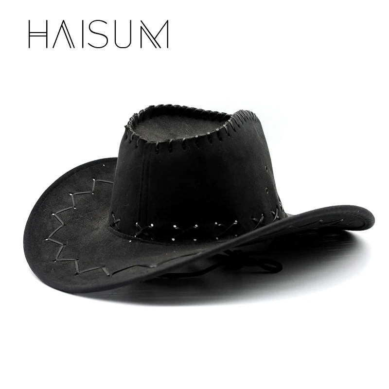 Новинка, ковбойские шляпы Haisum для взрослых, кепка s, замша, винтажная мужская Ковбойская Кепка с широкими полями, ковбойская джазовая Кепка Toca Sombrero Cs72