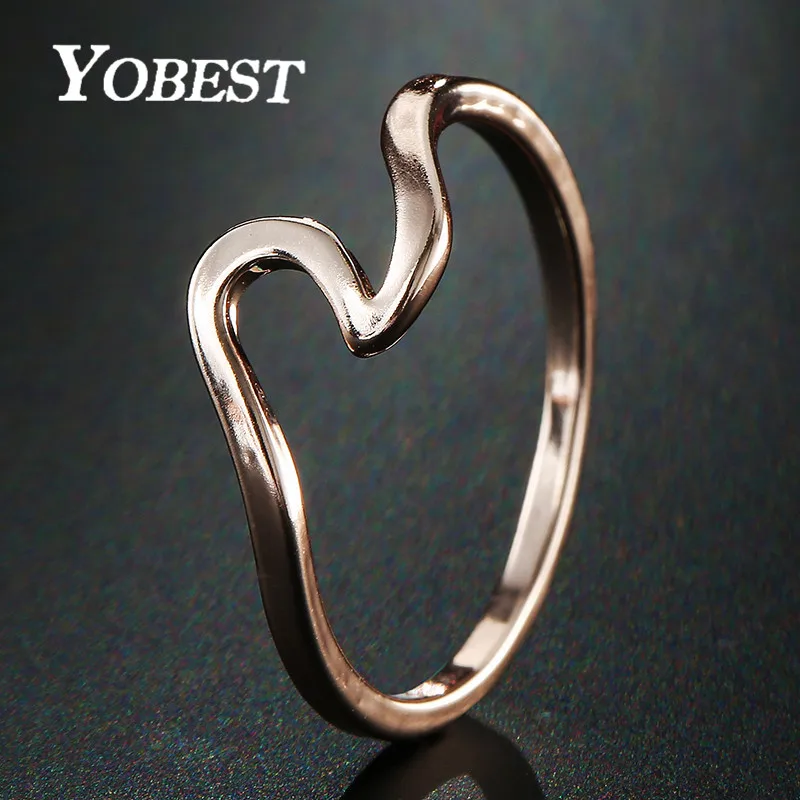 Новинка 2018 обручальное кольцо YOBEST цвета розового золота с волной женское