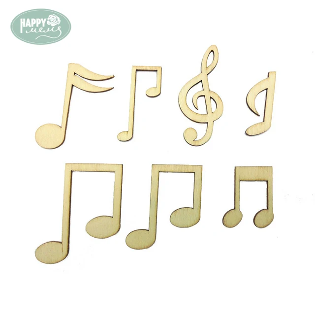 Cheap Happymems Music Sols Wood Shapes 10pcs Laser Cut Woodware Home Decoration Wooden Hanging Classical Wood DIY Crafts Decoration