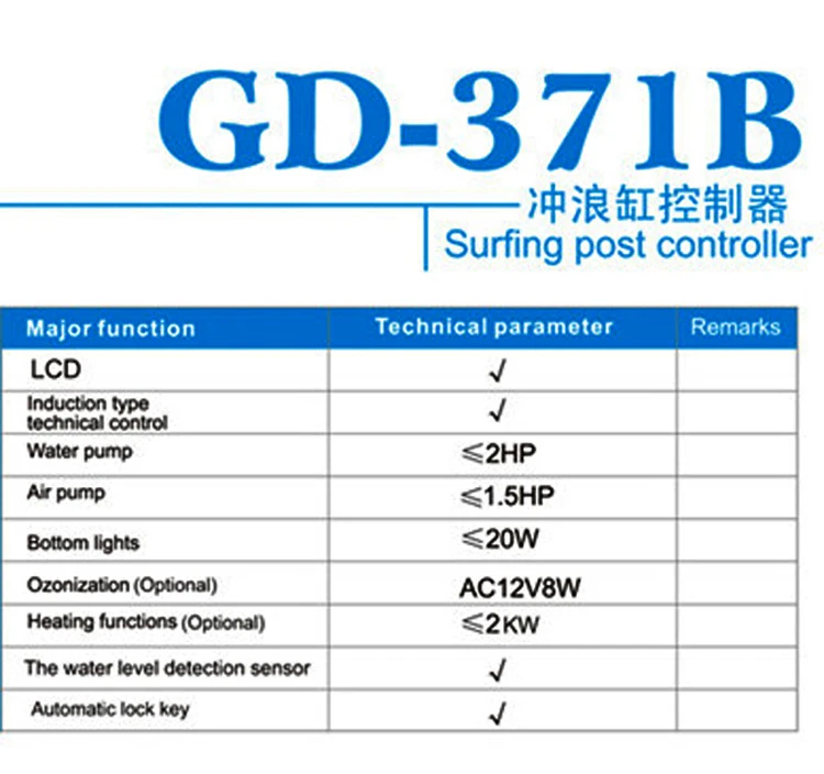 220 V/110 V гидромассажный контроллер овальной клавиатуры, система управления Массажной Ванной GD-371B