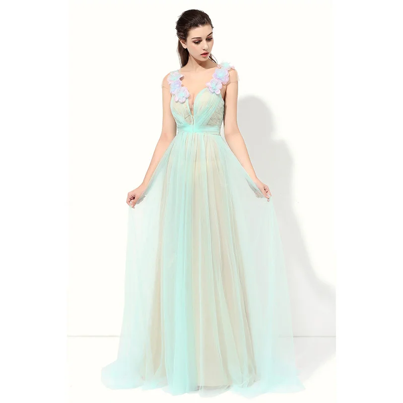 

Eightree Sweetheart Evening Dress 2019 Fresh Green Sleeveless Party Long Dress Flower Girls Quinceanera Party Sweet Prom Dresses