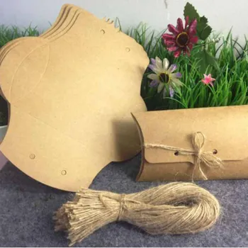 

1lot=100PCS Box+100PCS Hemp Strings12.5x8x2.5cm Free Shipping Kraft Paper Pillow Box Candy Package Box Accept Custom Logo