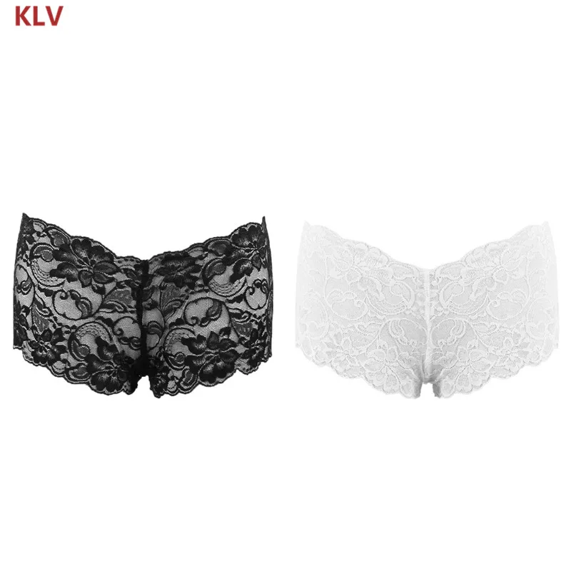 KLV/Для женщин Boyshort трусики крючком нижнее белье с цветочным кружевом Сексуальные трусы одноцветное Цвет Новый горячая Распродажа