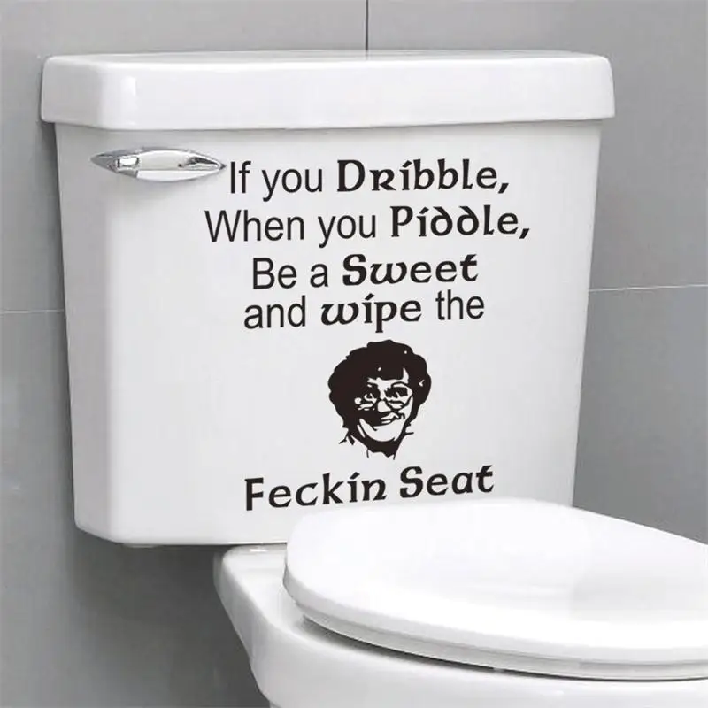 creative inform message wipe the seat black wall decals bathroom wash room toilet home decor