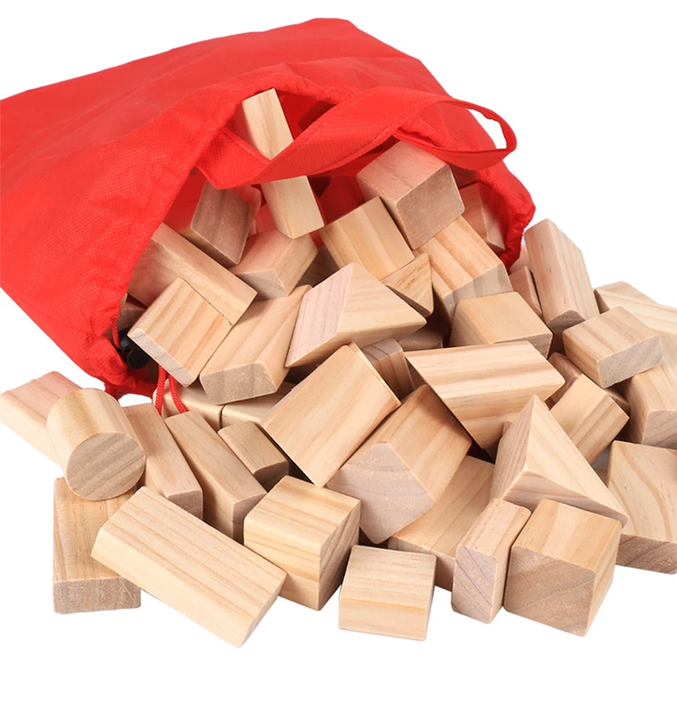 100 PcsLot Environmental Wooden Building Blocks Set Toys for Children Wooden Rainbow Educational Toy Montessori Stacking Cubes (9)