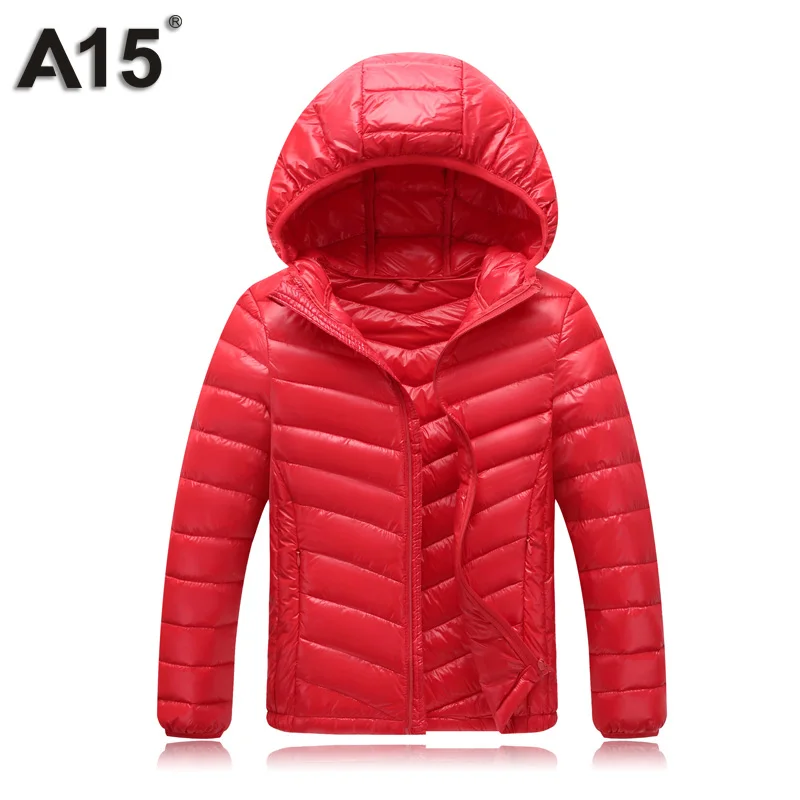 A15, зимняя куртка для мальчика, г., дизайнерские куртки высокого качества на утином пуху для подростков Черный пуховик для мальчиков и девочек, верхняя одежда с капюшоном, пальто - Цвет: S017Red