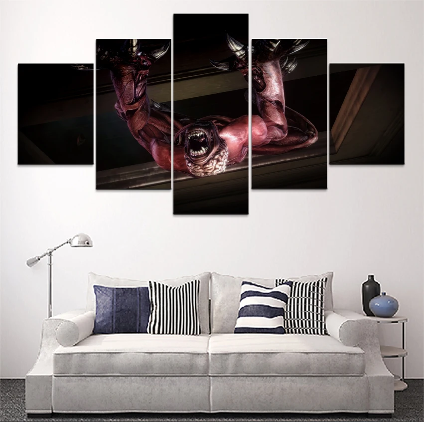 

HD Print Picture Painting Resident Evil Licker Game Home Decor Picture Artwork 5 Pieces Canvas Painting Wall Art Living Room
