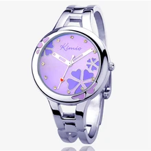 2017 KIMIO K425L Mode Casual Dames Quartz Bracelet Femmes Montre-Bracelet Diamant Bijou Chanceux Trèfle En Acier Inoxydable Montre Femme