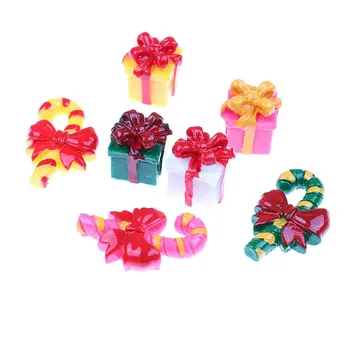 

6PCS Miniature Christmas Resin Gift Box Candy Terrarium Accessories Fairy Garden Figurines Cartoon Doll Ornaments