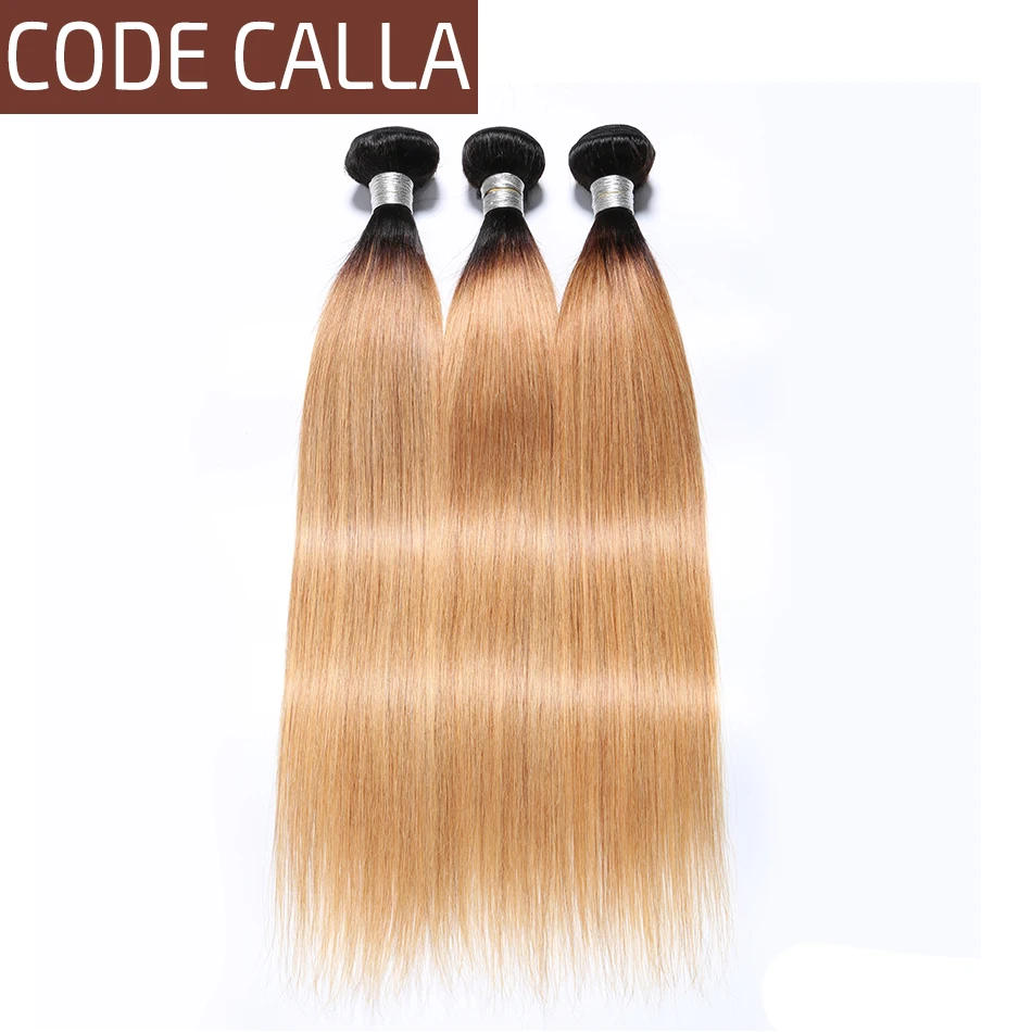 

Code Calla Malaysian Straight 3/4 Bundles 100% Unprocessed Raw Virgin Human Hair Bundles Extensions T1B Brown Blonde Ombre Color