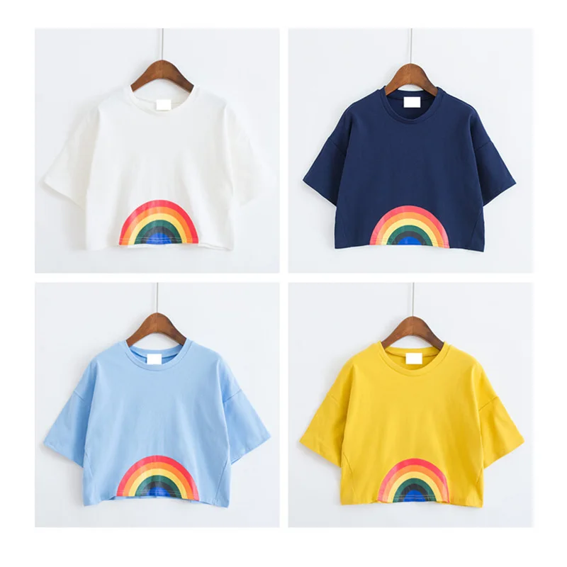 2017-Cartoon-Kawaii-harajuku-tshirt-women-clothing-love-printed-Shirt-Rainbow-dog-Cat-Floral-cute-t