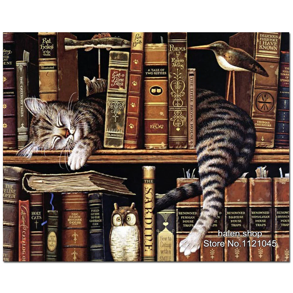 جديد كامل ديي مجموعات الماس اللوحة عبر غرزة جولة الماس التطريز الراين خزانة القط الماس فسيفساء الحرف XC185