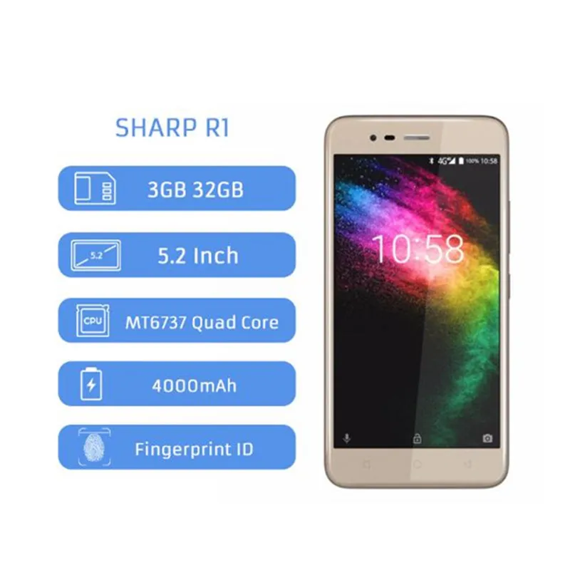 Смартфон Sharp R1 MT6737 четырёхъядерный 3 Гб ОЗУ 32 ПЗУ мобильный телефон экран 5 2 дюйма