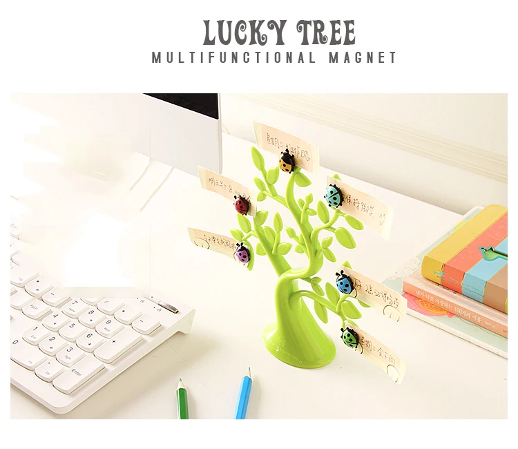 Новые Lucky Tree настольные напоминалки клип каваи фото держатели заметок многофункциональное украшение Магнитный пластиковый стол карты лотки для документов