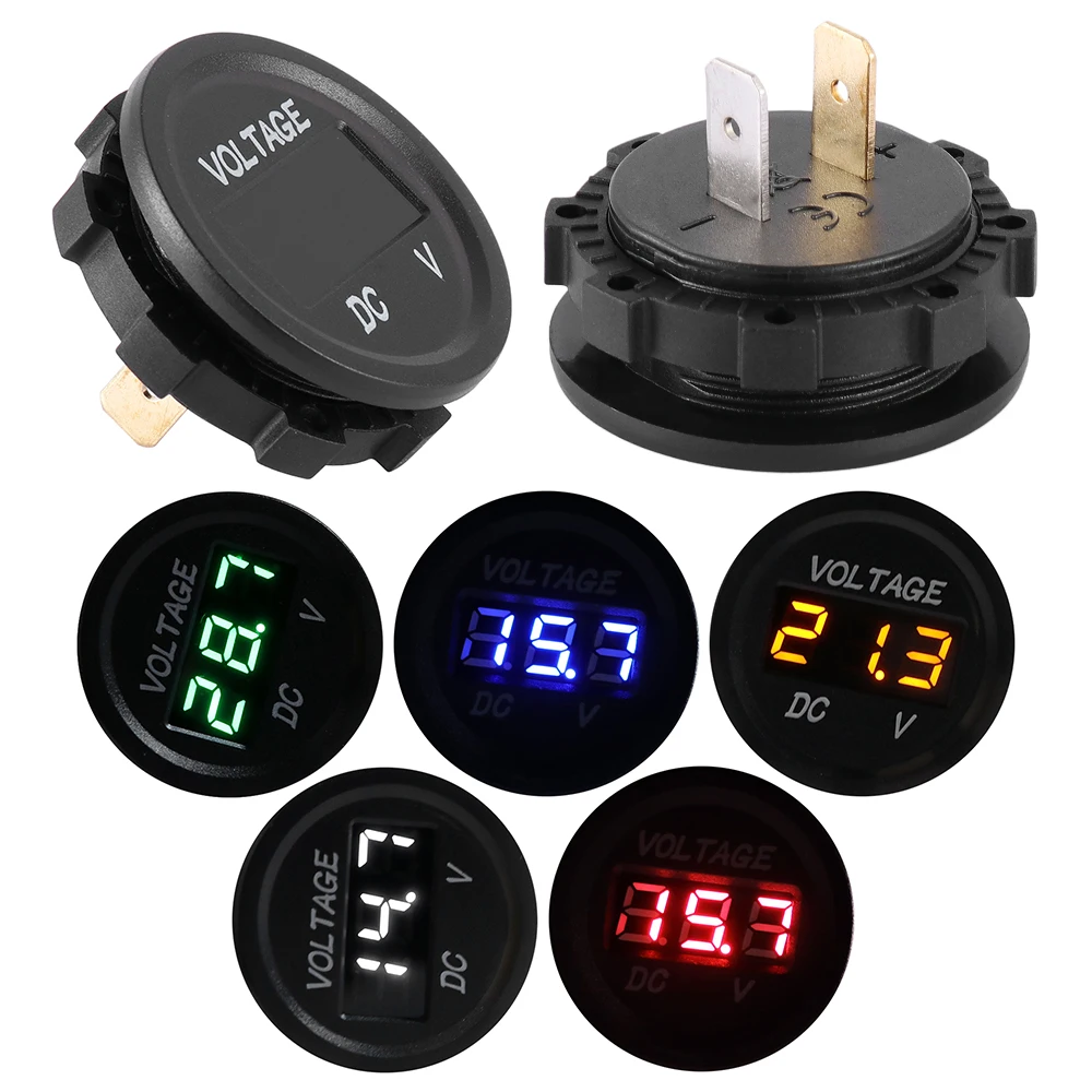 

1Pcs LED DC Voltmeter 12V 24V Voltage Meter Car Marine Motorcycle LED Digital Voltmeter Battery Gauge 5Colors Indicator light