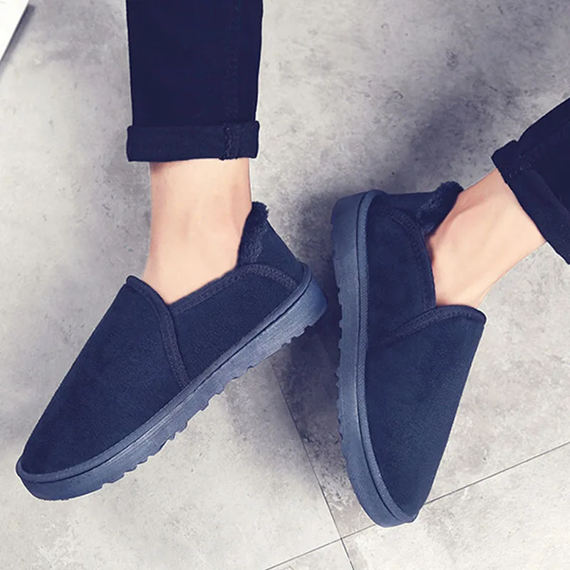 Winter Hot Sale Warm Men Cotton Slippers Shoes Big Size 36-45 Winter Wrapped Heel Home Slippers Men With Fur Mans footwear - Цвет: Blue